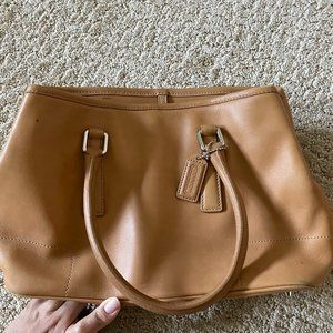 Coach satchel top handle purse camel leather